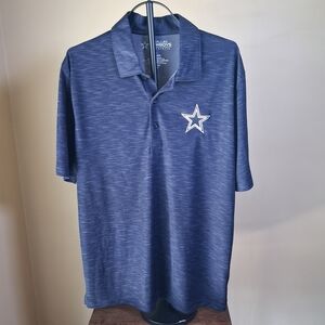 Dallas Cowboys Authentic Apparel Men's Football NFL Blue Logo Polo Shirt; Size L